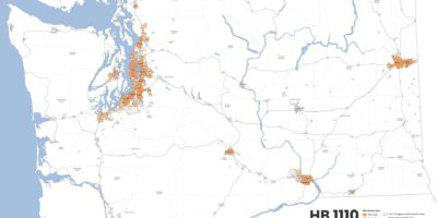 Statewide map of HB 1110 applicability to municipalities (click the image to view in high resolution)
